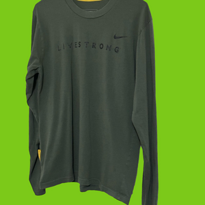 Long Sleeve Nike Olive Green Tee with Crew Neck and Unique Design, size S.